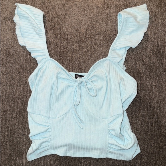 Fashion to Figure Tops - Fashion to Figure Sky Blue Knotted Top